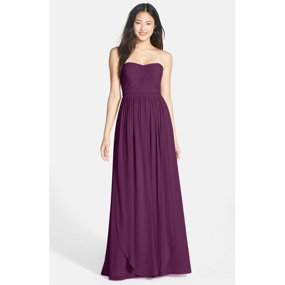 NWT Jenny Yoo Aidan Convertible Strapless‎ Chiffon Gown Prussian Violet [SZ 18 ]